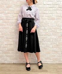 フレームローズ刺繍スカート(黒-F)
