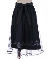 マリン裾刺繍スカート(紺-M)