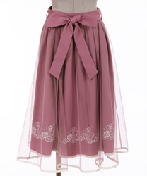 マリン裾刺繍スカート(ピンク-M)
