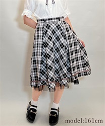 【web価格/15h限定】チェックタックデザインスカート