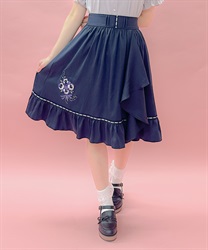 パンジー刺繍ラッフルスカート(紺-M)