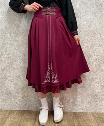 刺繍入りベルト装飾スカート【期間限定プライス対象商品】(赤-F)