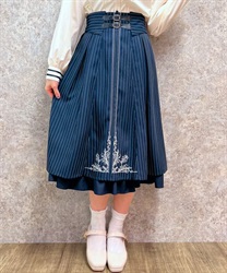 刺繍入りベルト装飾スカート【期間限定プライス対象商品】(紺-F)