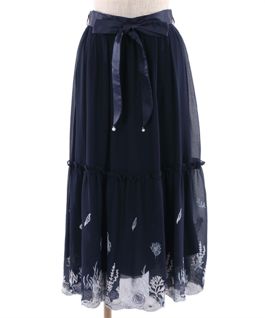 マリンフラワー裾刺繍スカート | outlet | axes femme online shop