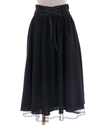 【web価格/期間限定】バックフリルレースアップスカート(黒-Ｍ)