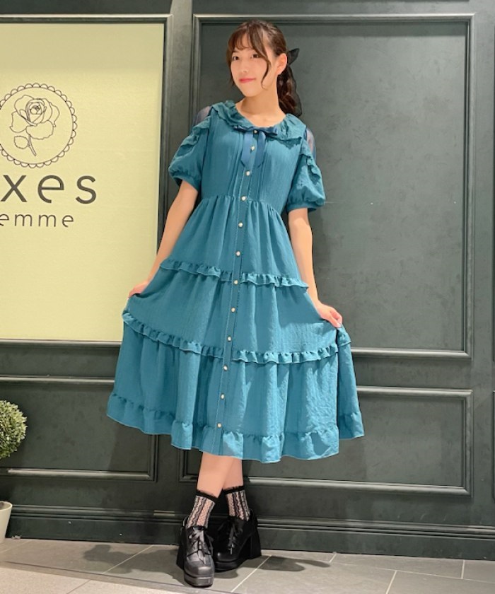 axes femme POETIQUE☆新品☆リボン付ドーリーロングワンピース-