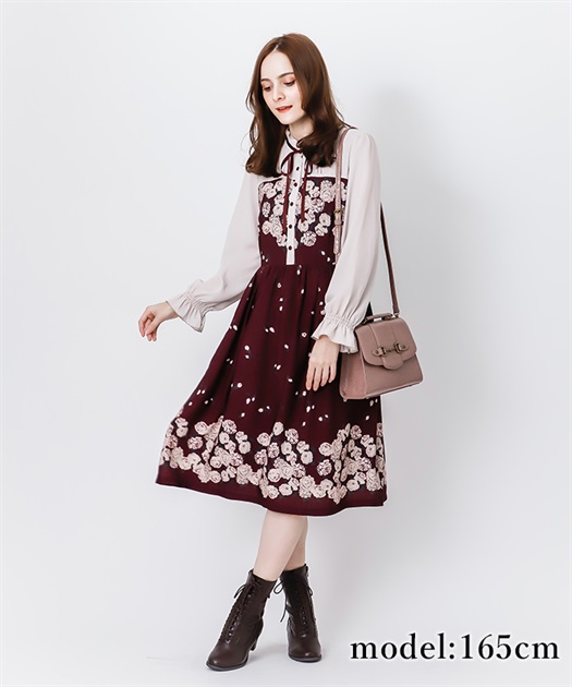 Outlet パネル花柄ビスチェ切替ワンピース Outlet Axes Femme Online Shop