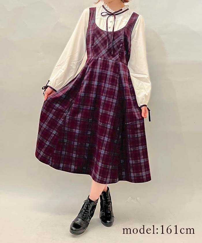 チェック柄ドッキングワンピース | outlet | axes femme online shop