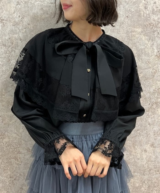 ケープ×リボンタイブラウス | axes femme | axes femme online shop