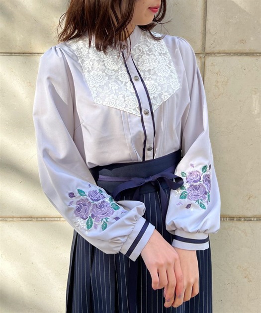 袖刺繍×ヨークレースブラウス | レディース服・レディースファッション