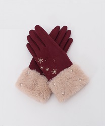 【THANKS価格】雪の結晶柄刺繍手袋