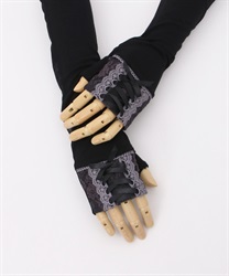 レースアップＵＶロング手袋(黒-F)