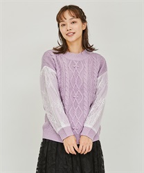 袖レースモックネックニット | outlet | axes femme online shop