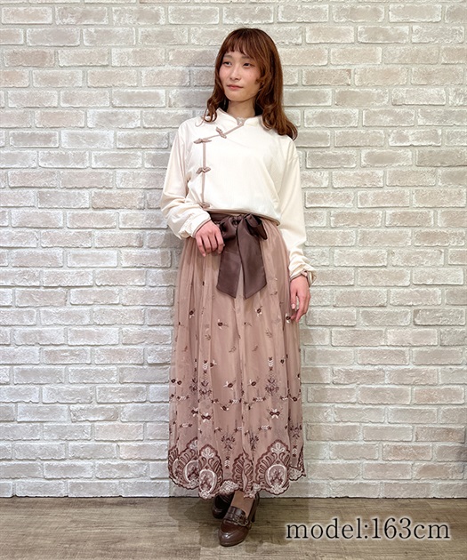 チュールカラー刺繍スカート | outlet | axes femme online shop