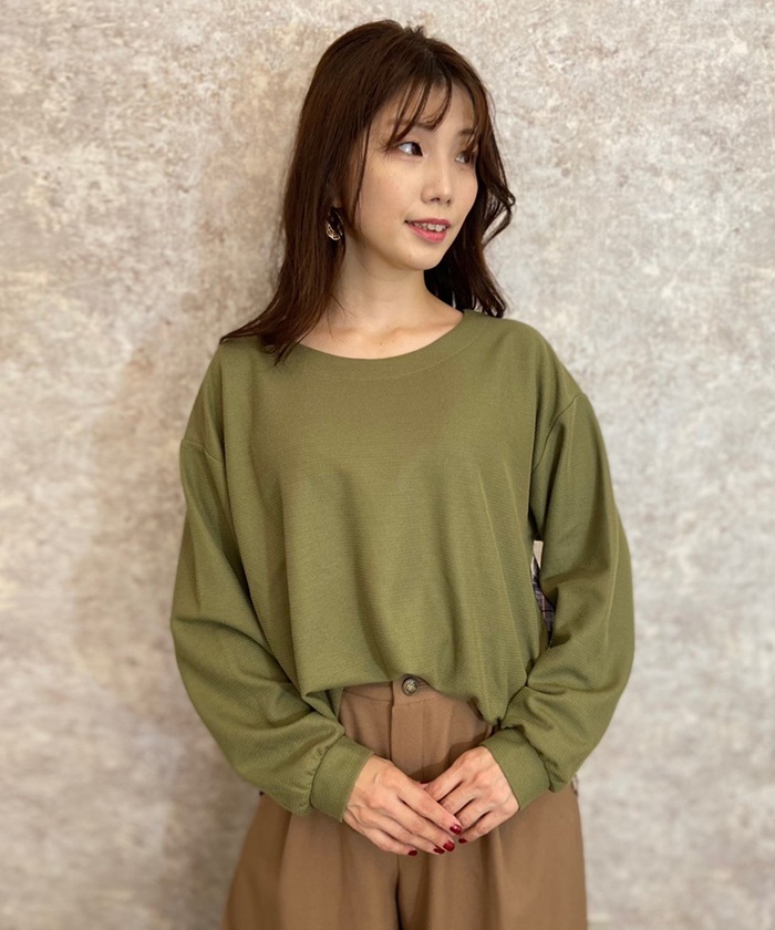 Outlet Web価格 チェック生地切替袖レースプルオーバー Outlet Axes Femme Online Shop