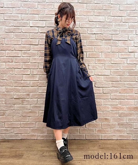 チェックブラウス×ワンピースセット | outlet | axes femme online shop