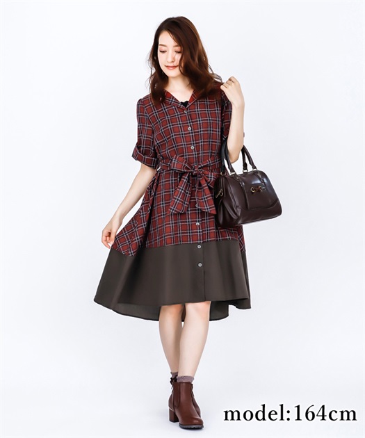 Outlet バイカラー開襟シャツワンピース Outlet Axes Femme Online Shop