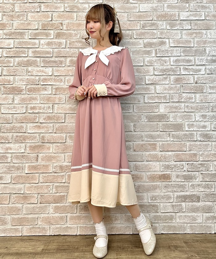 バイカラーセーラーロングワンピース | outlet | axes femme online shop