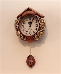 ローズガーデン壁掛け時計(茶-Ｍ)