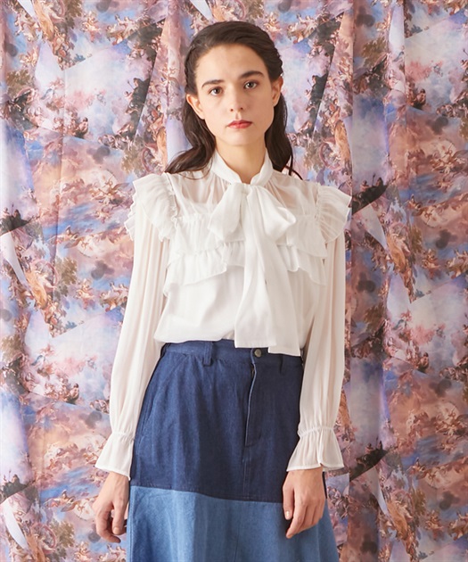 ラメシフォンフリルブラウス | outlet | axes femme online shop