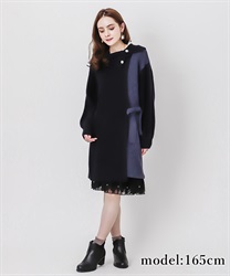 Outlet Web価格 バイカラーラップ風ニットワンピース Outlet Axes Femme Online Shop