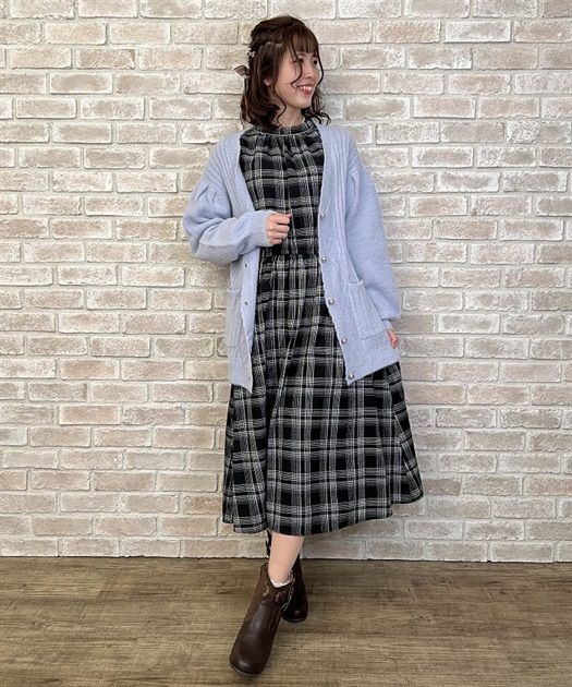 OUTLET】チェック柄ハイネックワンピース | outlet | axes femme 