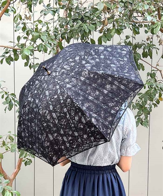 レース×壁紙調花柄晴雨兼用傘