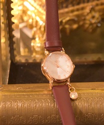 ストーン付薔薇モチーフ腕時計【タイムセール対象商品】(ワイン-F)