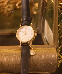 ストーン付薔薇モチーフ腕時計【タイムセール対象商品】(黒-F)