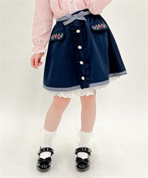 いちご刺繍ミニスカート(紺-120cm)