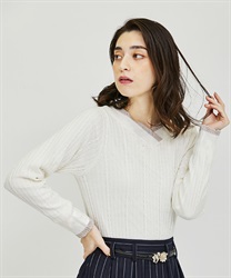 バイカラーＶネックニットプルオーバー | outlet | axes femme online shop