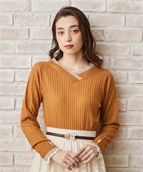 バイカラーＶネックニットプルオーバー | outlet | axes femme online shop