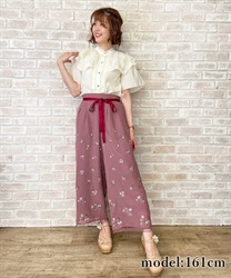 【OUTLET】小花刺繍リラックスワイドＰＴ