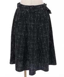 【web価格/期間限定】ベルト付ツイードスカート(黒-Ｍ)