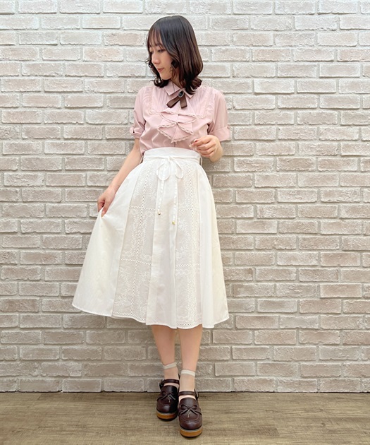 kazumi×SamansaMos2】刺繍レース3WAYスカート オフ - ロングスカート