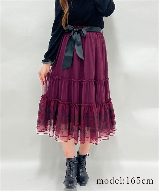 額縁刺繍チュールスカート | outlet | axes femme online shop