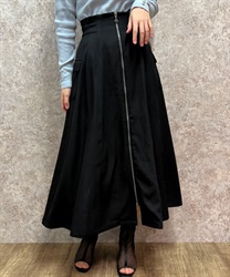 ポケット付フロントジップスカート(黒-F)