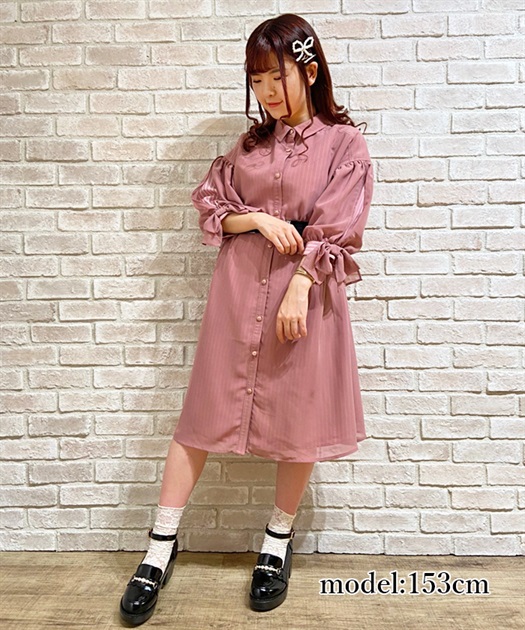 Outlet Web価格 シフォンストライプシャツワンピース Outlet Axes Femme Online Shop