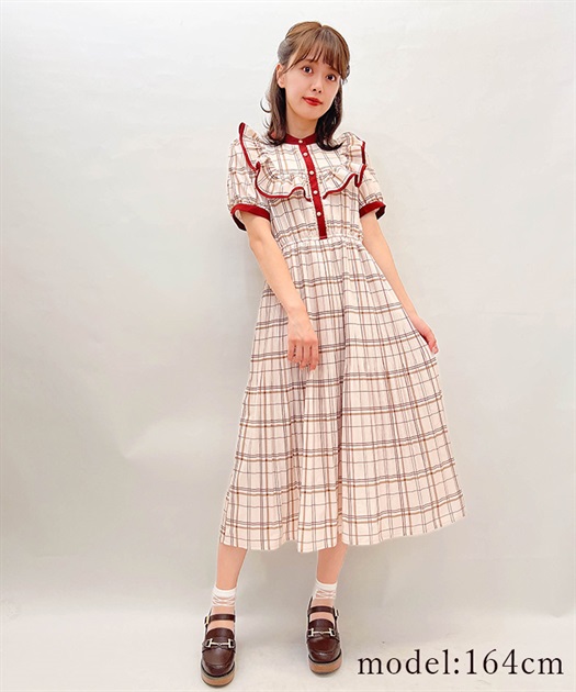 レトロチェックロングワンピース | outlet | axes femme online shop