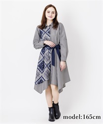 Outlet Web価格 スカーフ柄切替シャツワンピース Outlet Axes Femme Online Shop