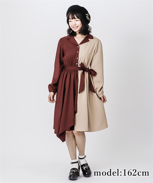 Outlet バイカラーアシメワンピース Outlet Axes Femme Online Shop