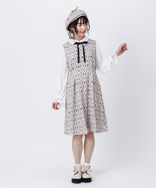 Outlet Gwフェア 2点10 Off対象 ゴブラン風プリントワンピース Outlet Axes Femme Online Shop