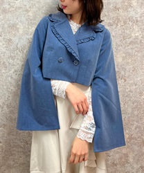 スリット袖ショートジャケット(紺-M)