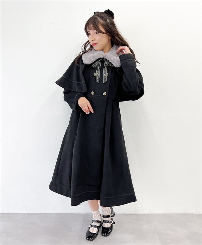 ファー襟付ケープロングコート | POETIQUE | axes femme online shop