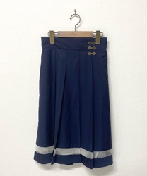 【axesfemme】デザインホックプリーツスカート(紺-Ｍ)