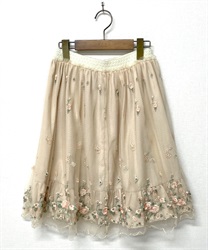 【axesfemme】カラー刺繍スカート(淡ピンク-Ｍ)