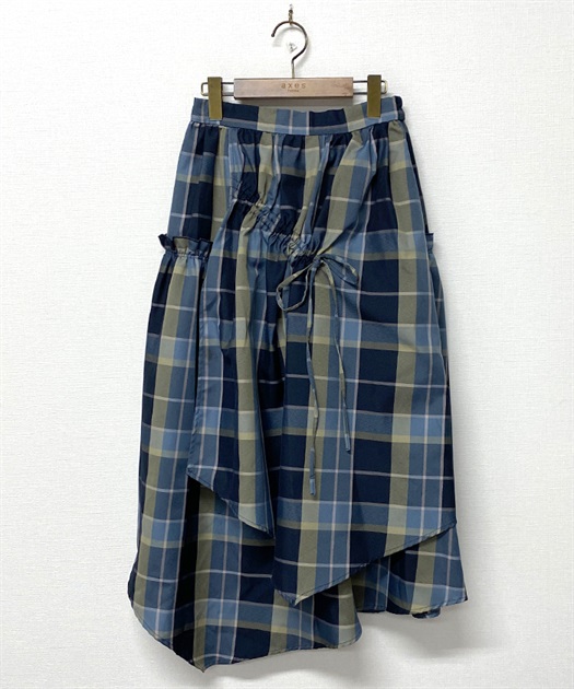 【vintage】マドラスチェックドロストスカート