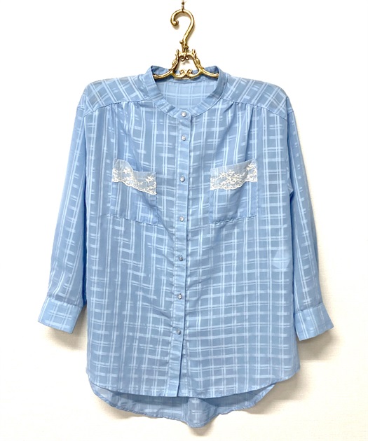 【vintage】シアーチェックロングシャツ