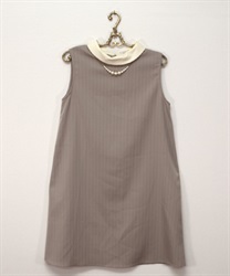 【vintage】ネックレス付きロールカラー襟ワンピース