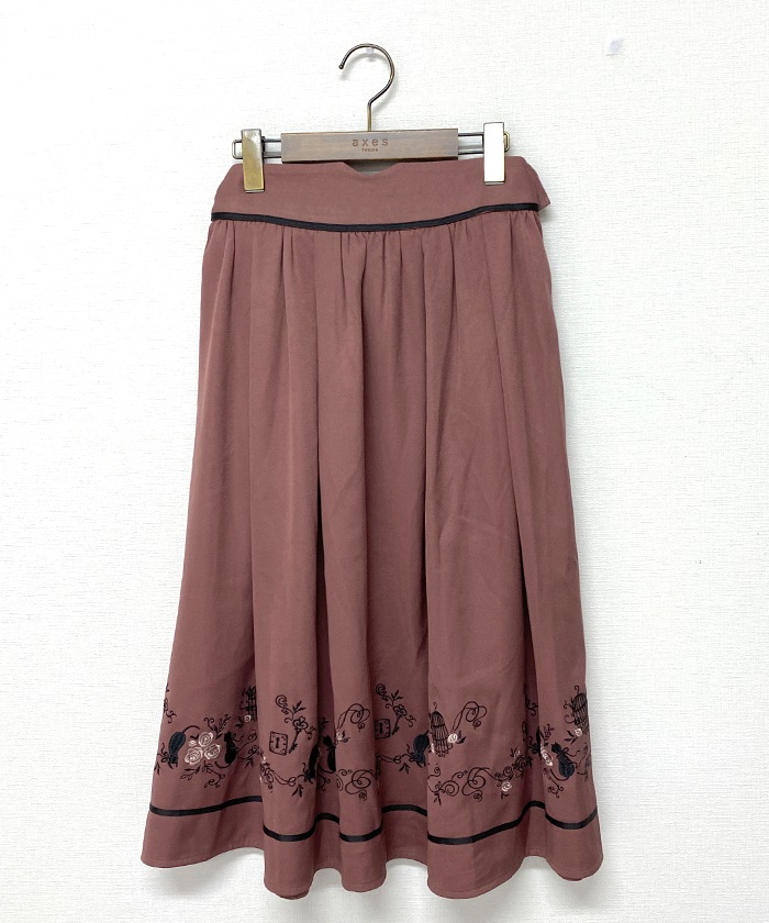 リボン付猫刺繍スカート | vintage｜axesfemme online shop